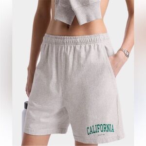 SPORTY & RICH sz S California Gym Shorts Relaxed Oversized Boyfriend Heather